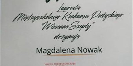 Powiększ grafikę: Dyplom dla Magdy Nowak.