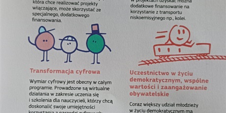 Powiększ grafikę: Wypisane informacje na temat korzyści płynących z uczestnictwa w Szkolnym Kole Europejskim.