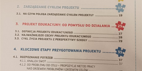 Powiększ grafikę: Fragment spisu treści przewodnika "Projekt edukacyjny".