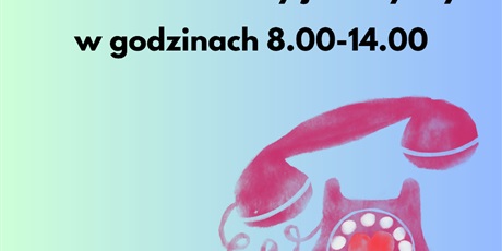 Powiększ grafikę: U góry tekst, po prawej na dole telefon starego typu z słuchawką.